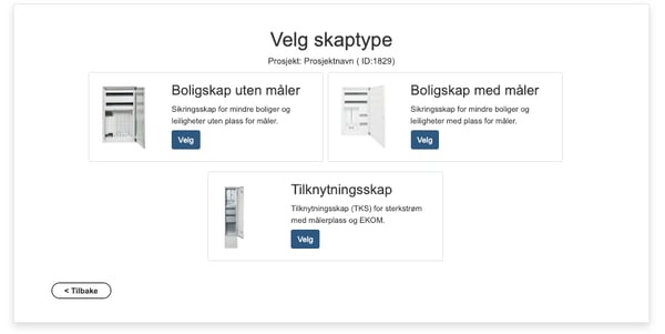Velg skaptype i skapgeneratoren